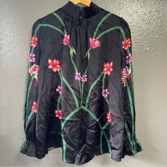 Tucker The Stella Top | Art Nouveau Floral silk blouse size XL - Picture 4 of 13